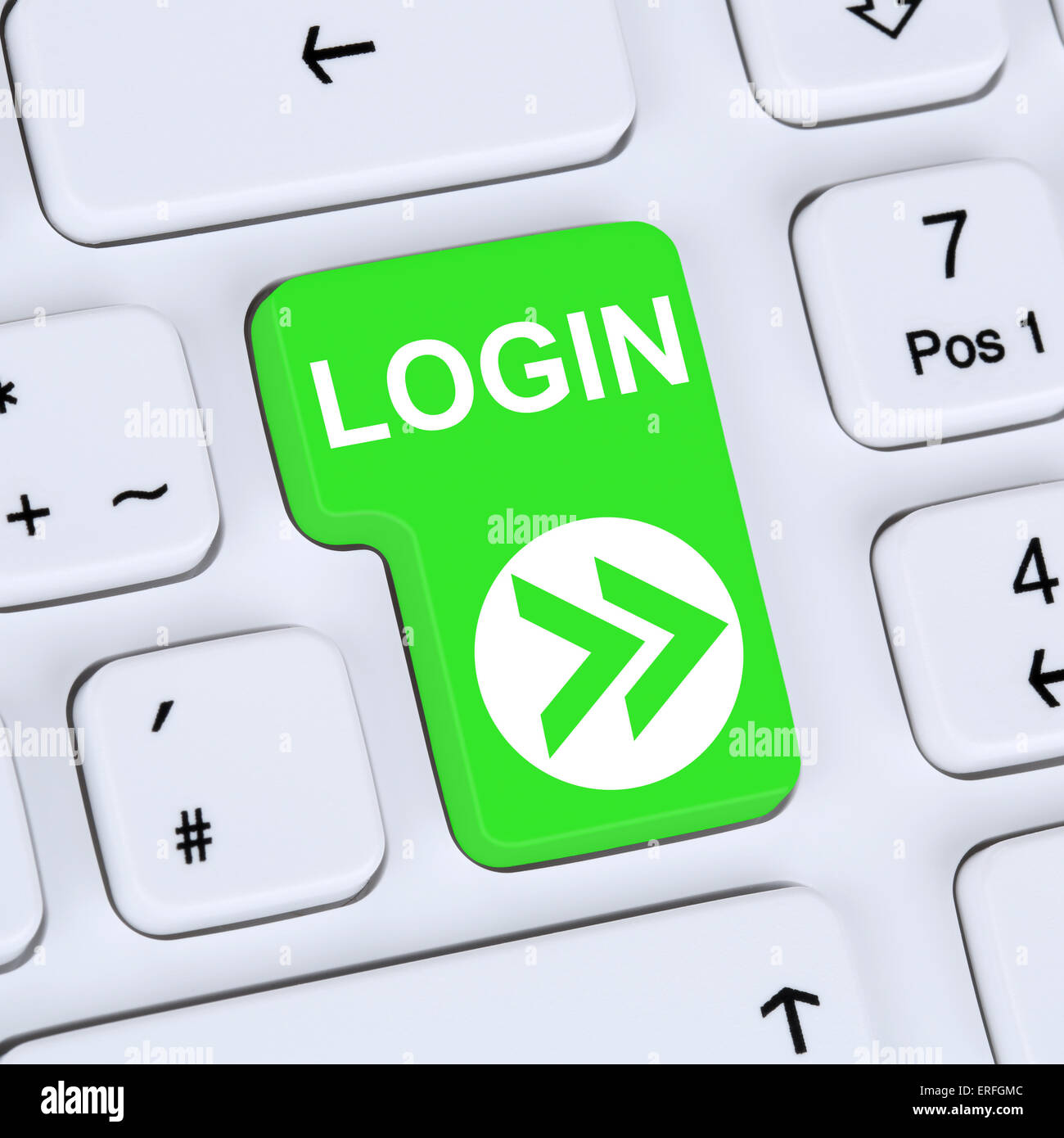 Internet concept login button submit with password on computer Stock Photo