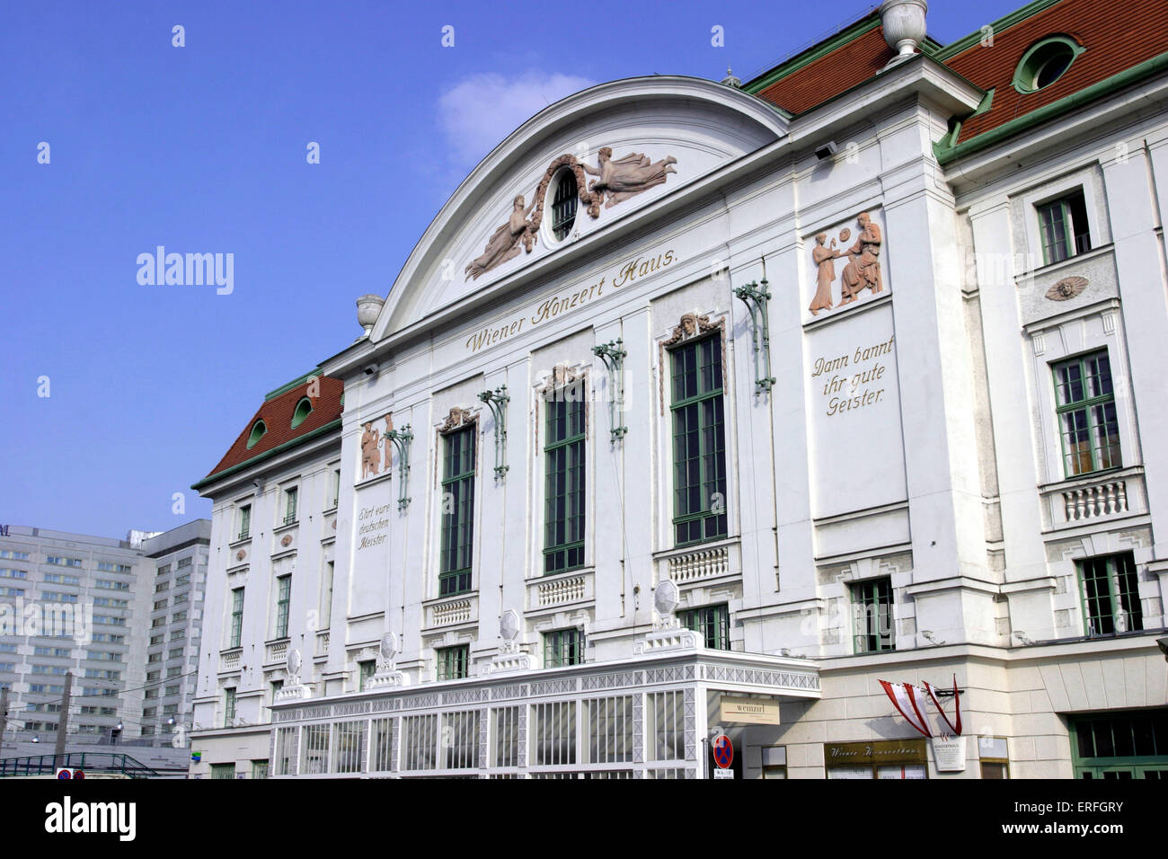 Facade of the Wiener Konzerthaus,Vienna, Austria. Opened 1913. Stock Photo