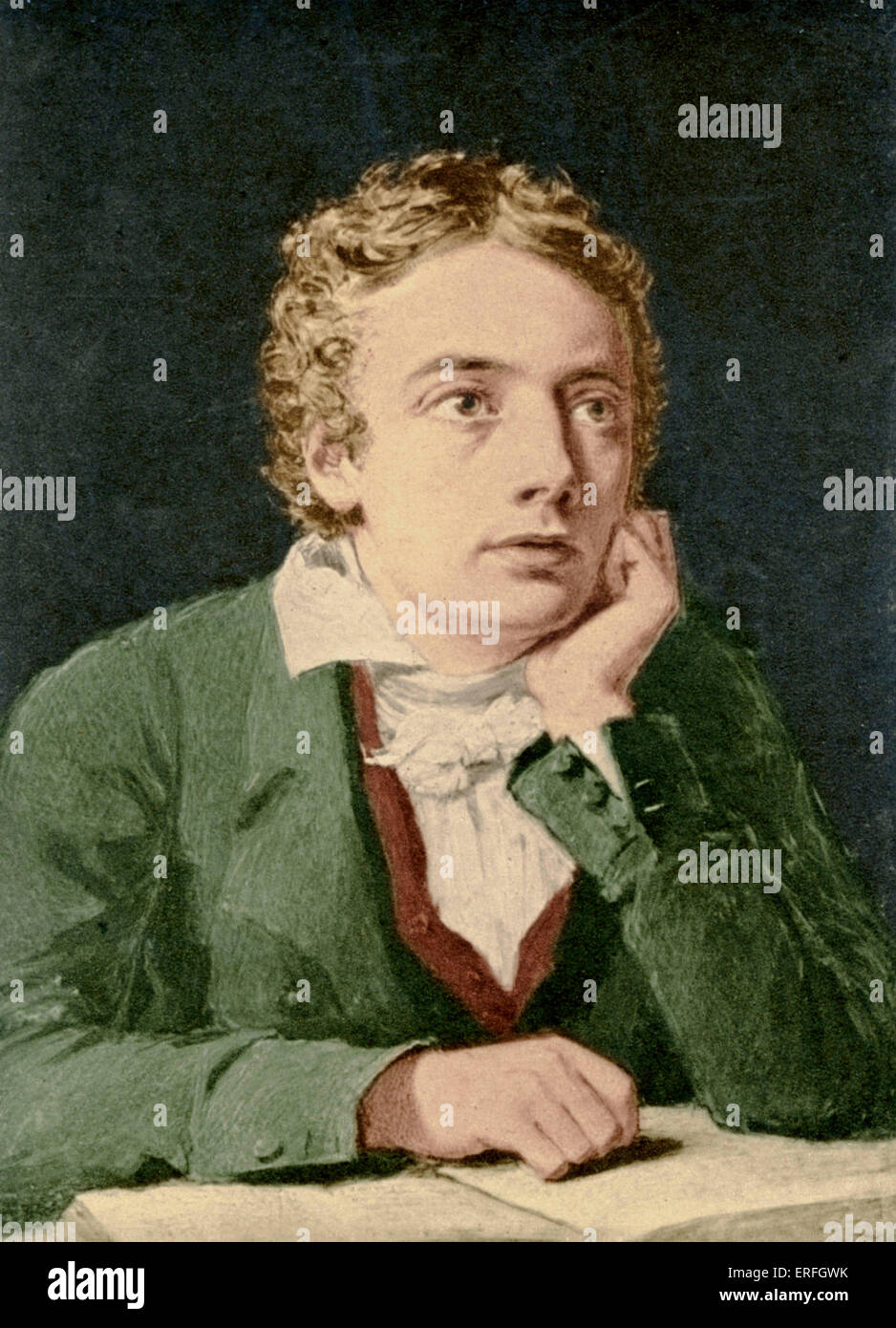 John Keats -portrait of English poet by J. Severn. 1795-1821 Stock ...