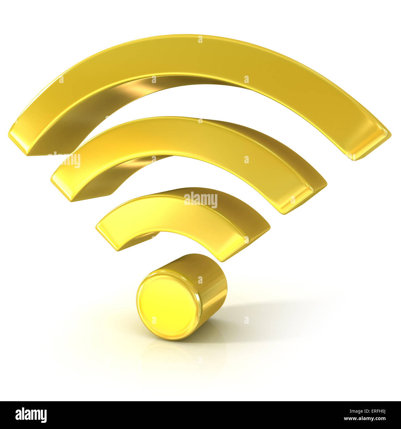 Wireless network 3d golden sign isolated on white background Stock ...