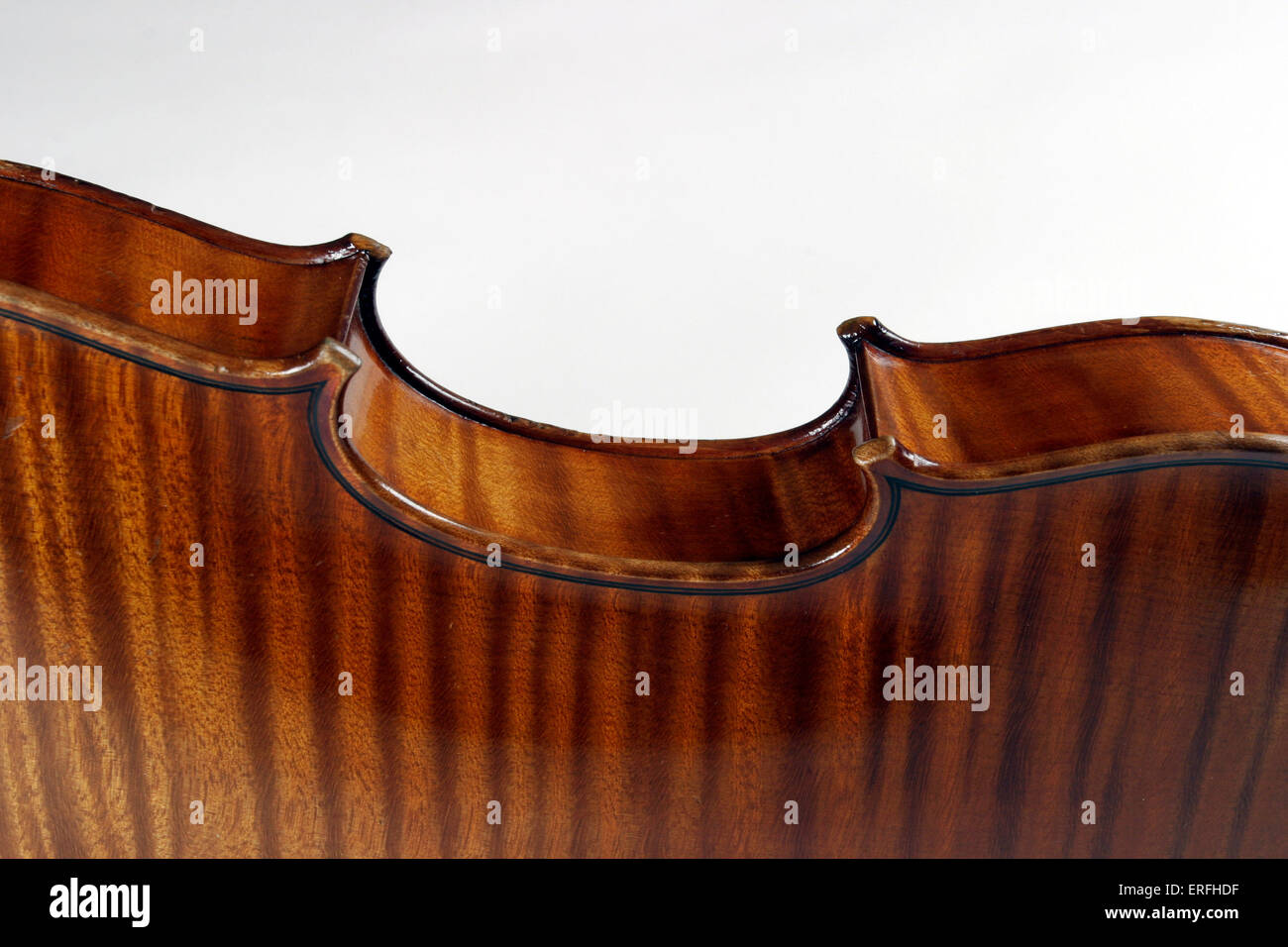 Violin - close up of side of a violin made by Charles J B Collin-Mezin. C C-M: French violin maker, 1841-1923. Stock Photo