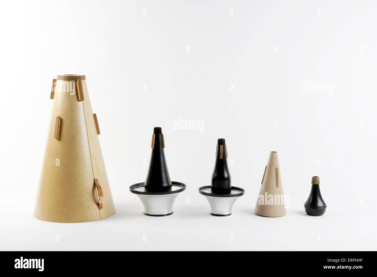 Brass Mutes (LR =Tuba, Bass Trombone, Trombone, Horn Trumpet) White