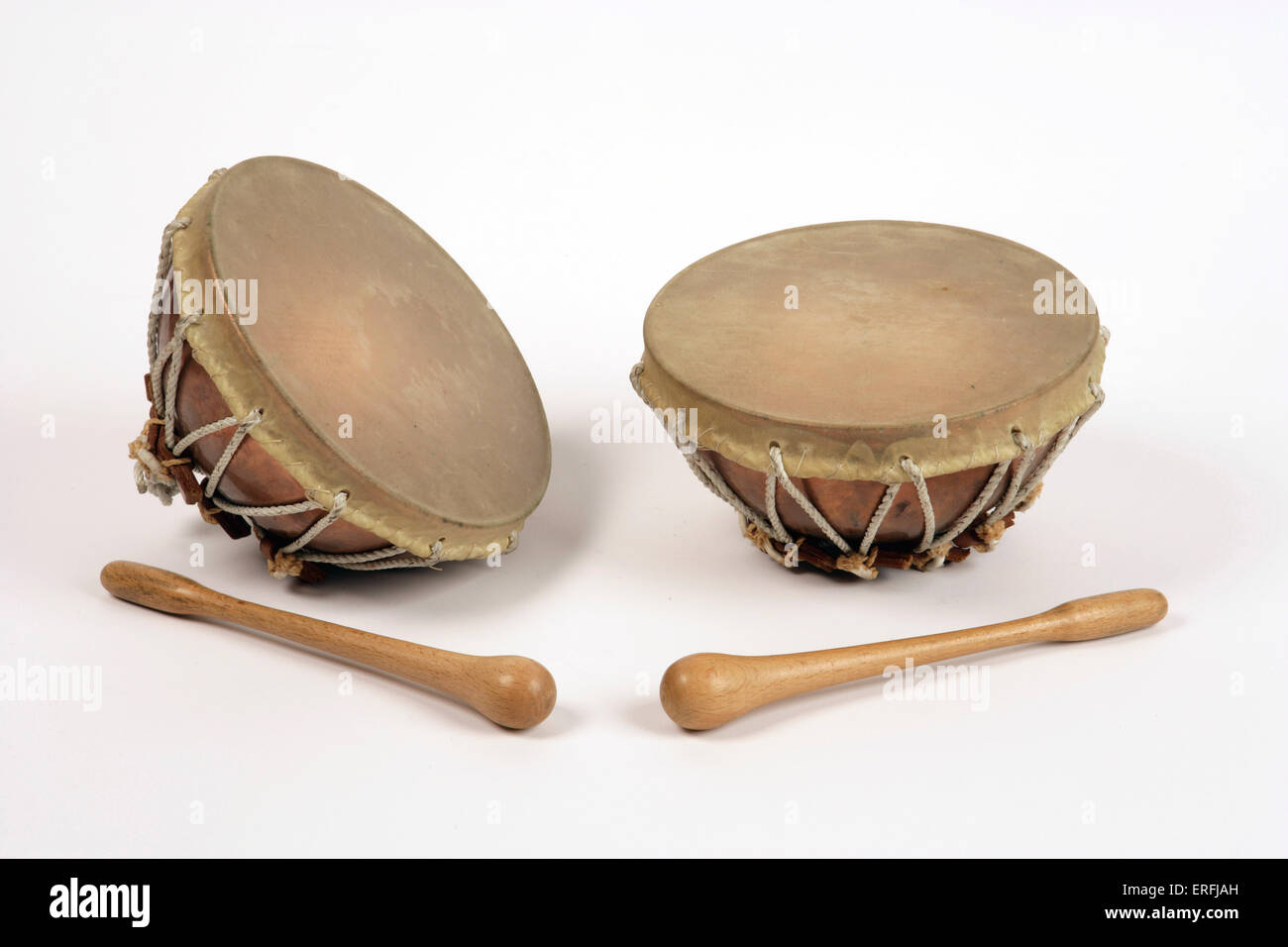 Pair of Nakers Earliest type of kettledrum from the far east. White background Stock Photo Alamy