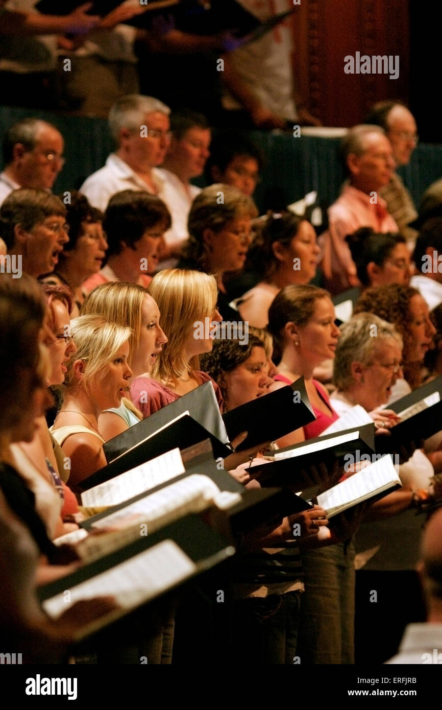 Choir rehearsing. Female vocalists, sopranos and altos. Stock Photo
