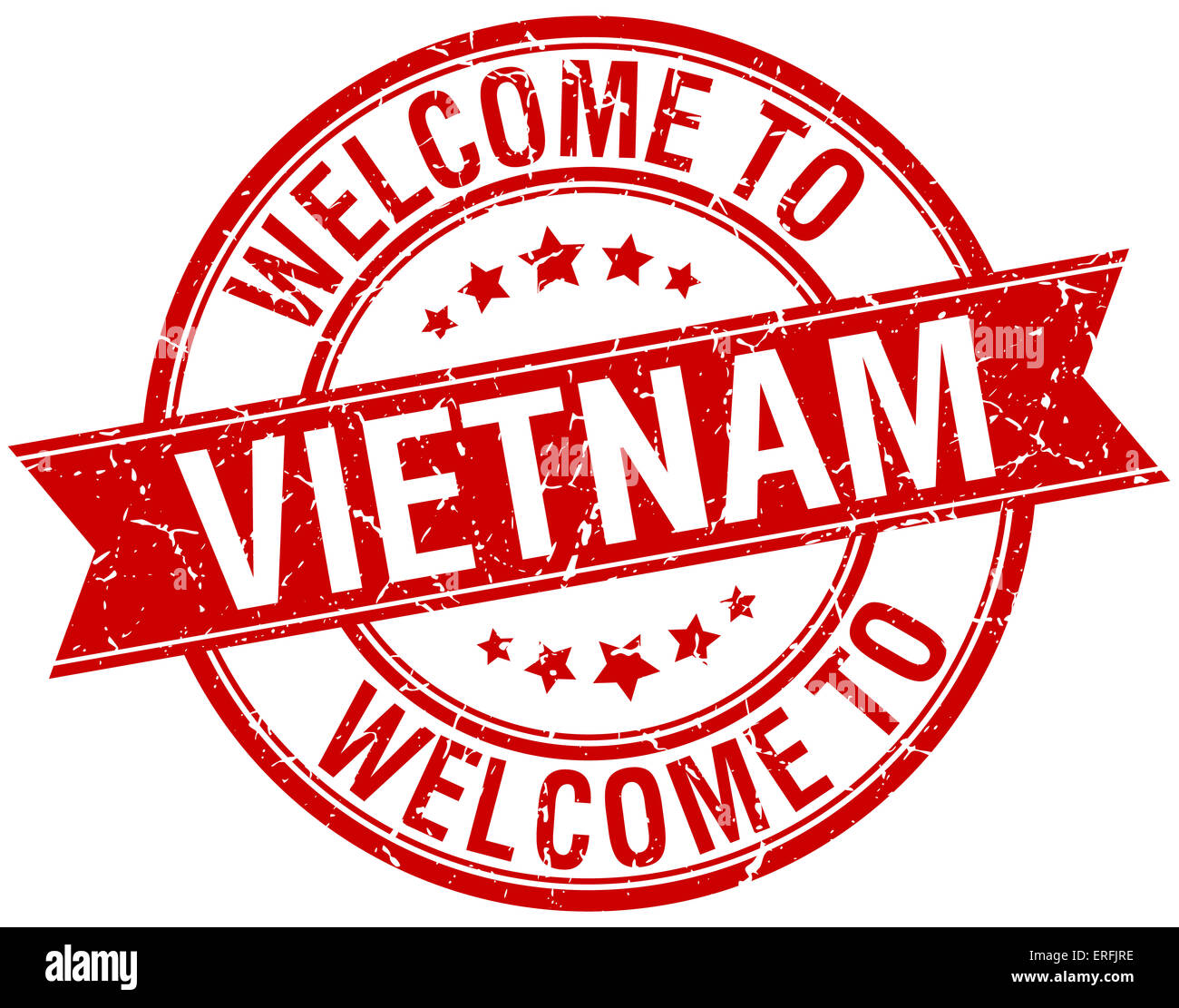 welcome to Vietnam red round ribbon stamp Stock Photo - Alamy