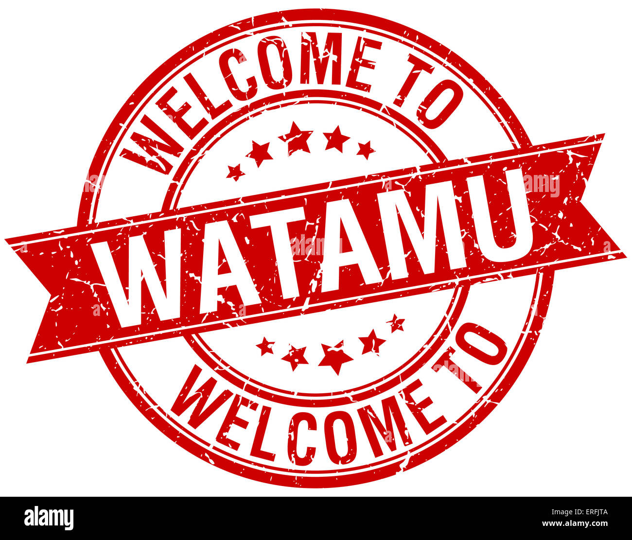 welcome to Watamu red round ribbon stamp Stock Photo - Alamy