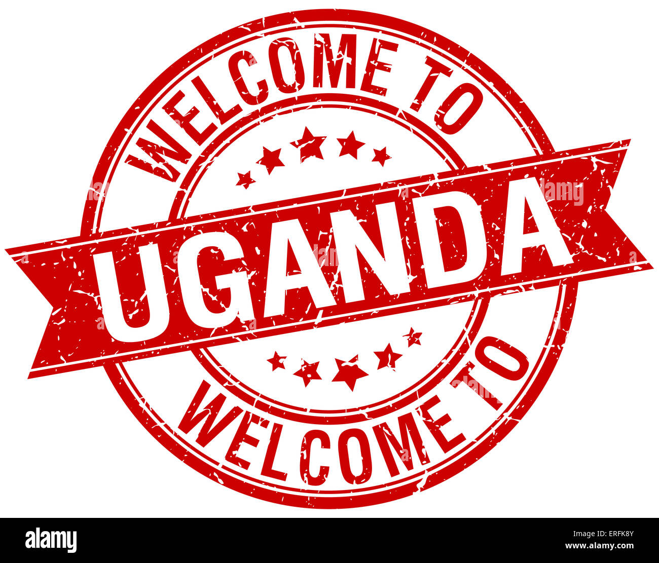 welcome to Uganda red round ribbon stamp Stock Photo - Alamy