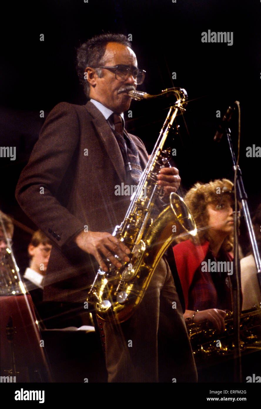 Art Themen portrait of the British jazz saxophonist performing at the
