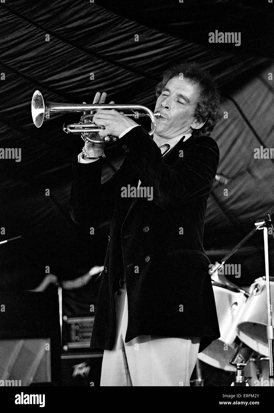 Digby Fairweather - portrait of the British jazz cornet & trumpet player performing in 1982. b. 25 April 1946. Stock Photo