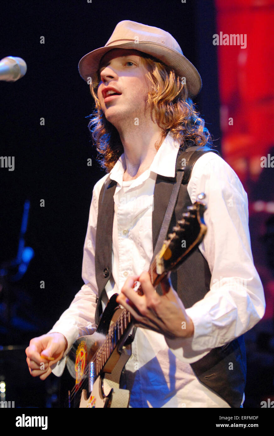 Beck - American singer, songwriter and musician performing at the Somerset House, London, UK, 2 September 2006. Born Bek David Stock Photo