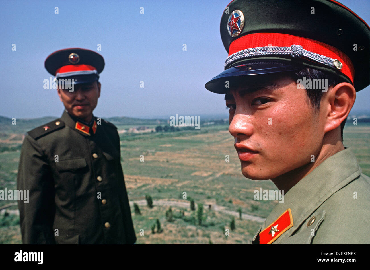 Peoples Liberation Army officers at Shijiazhuang Military Academy training ground, Hubei province, China, 1985 Stock Photo