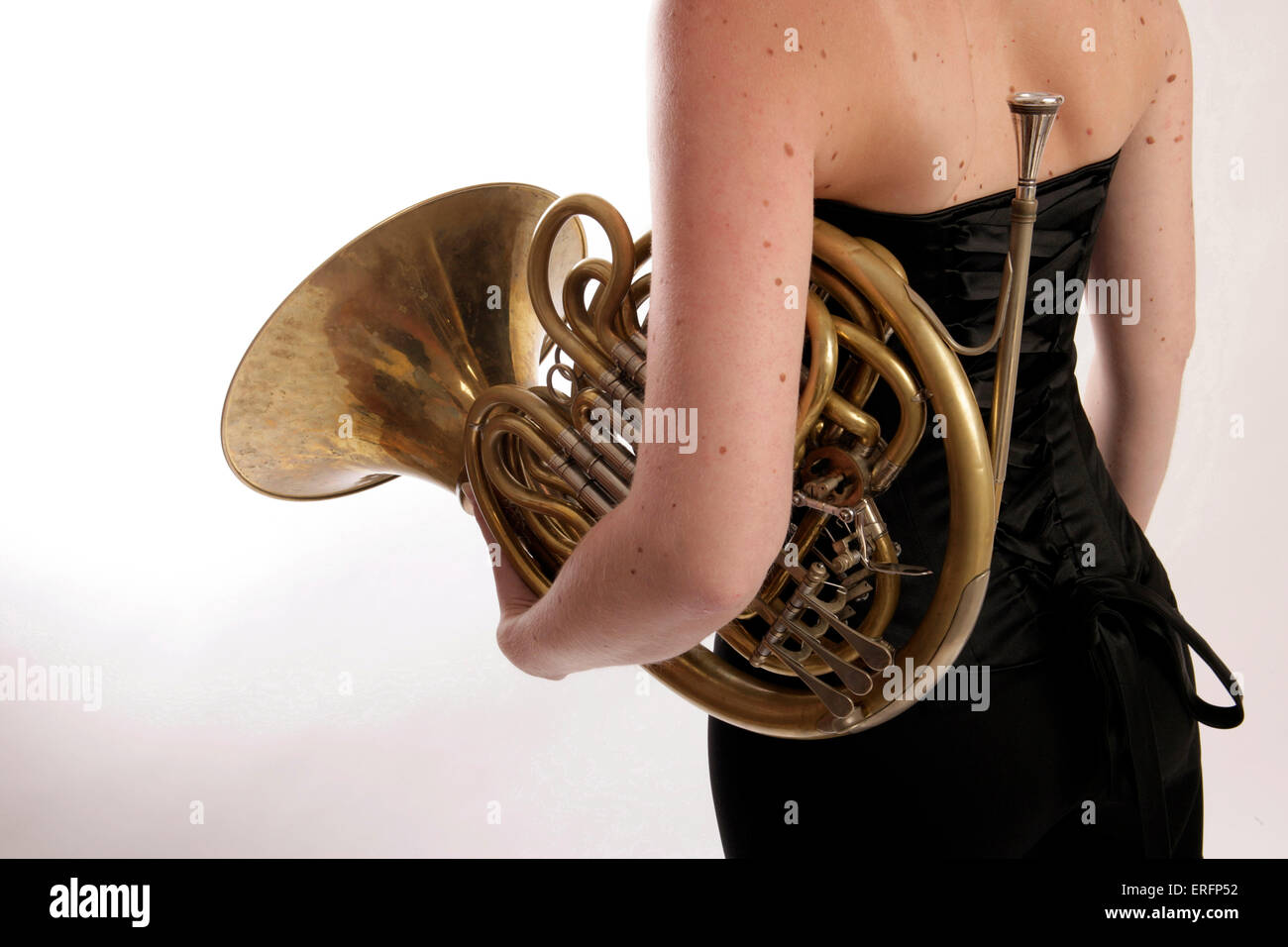 French Horn in playing position Stock Photo Alamy