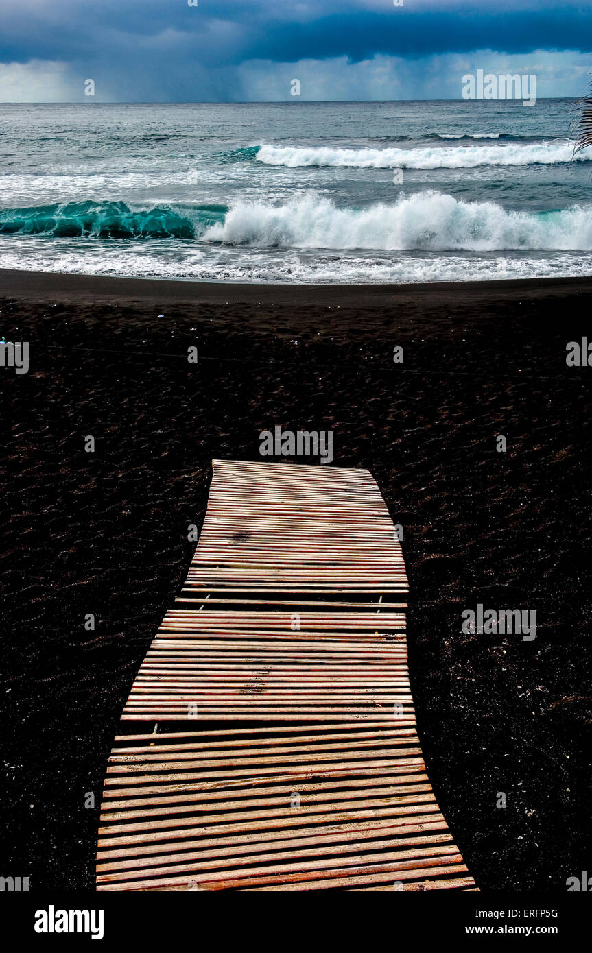 Playa Jardin Beach at Puerto de la Cruz, Tenerife, Canary Islands, Spain Stock Photo