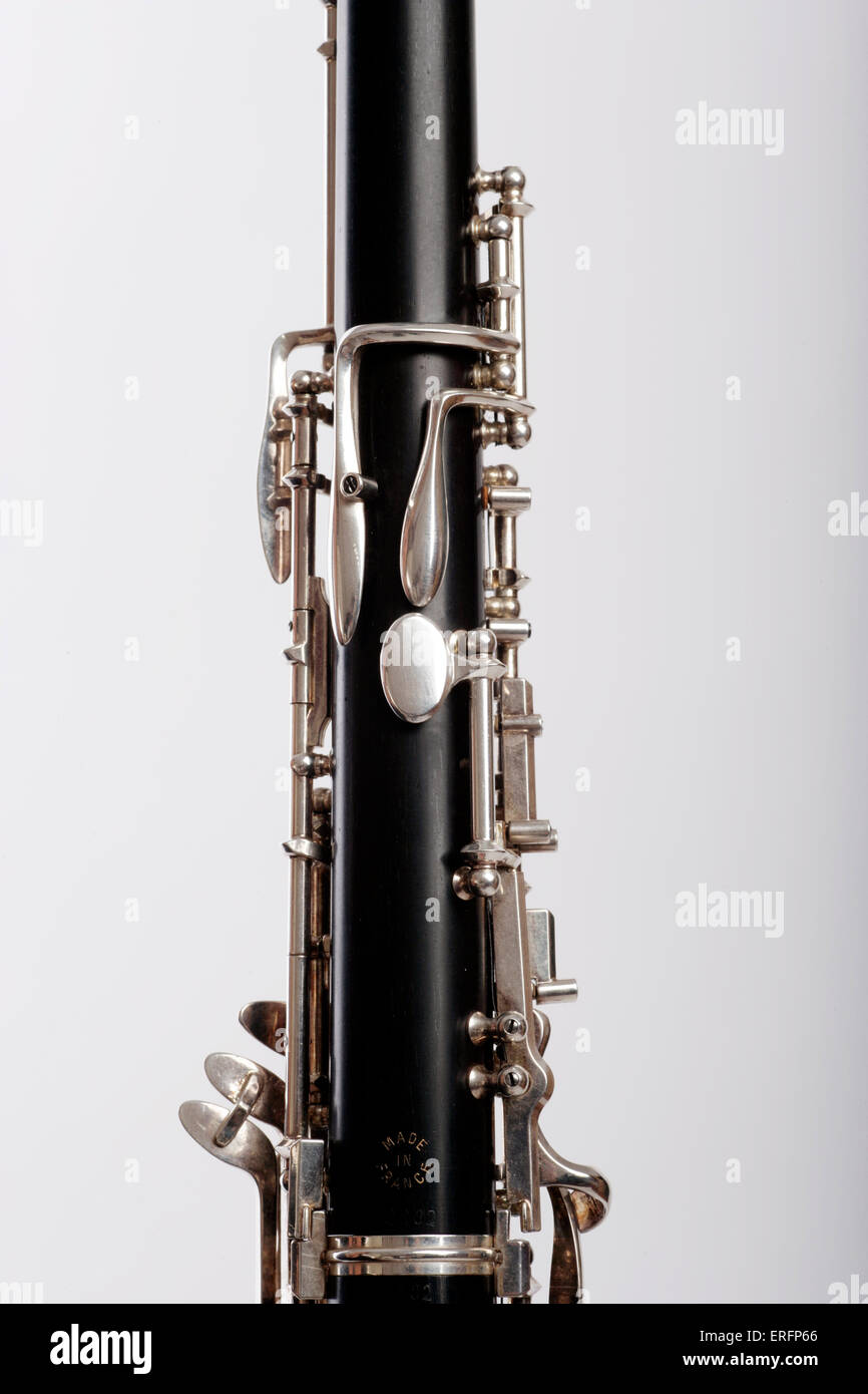Oboe showing the octave keys on the back of the instrument, played by the  thumb Stock Photo - Alamy