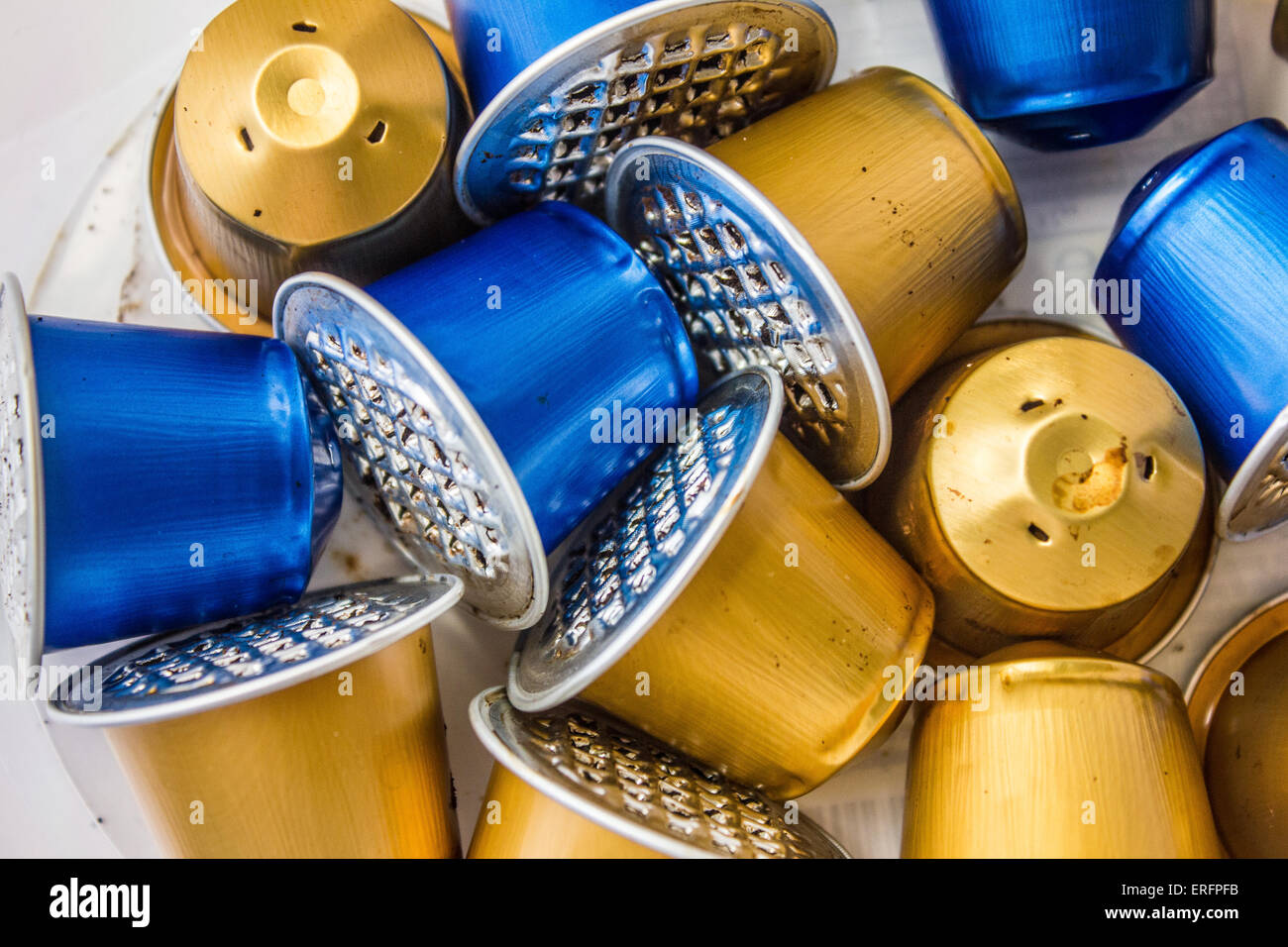 Spent or used empty Nespresso capsules, coffee capsules, aluminium capsules, raw material
