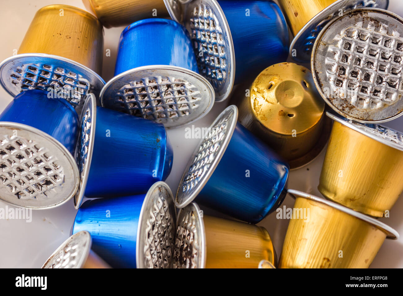 Spent or used empty Nespresso capsules, coffee capsules, aluminium capsules, raw material