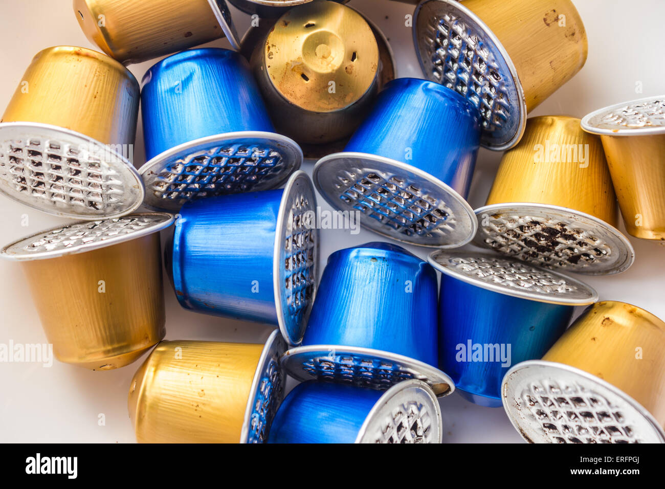 Spent or used empty Nespresso capsules, coffee capsules, aluminium capsules, raw material