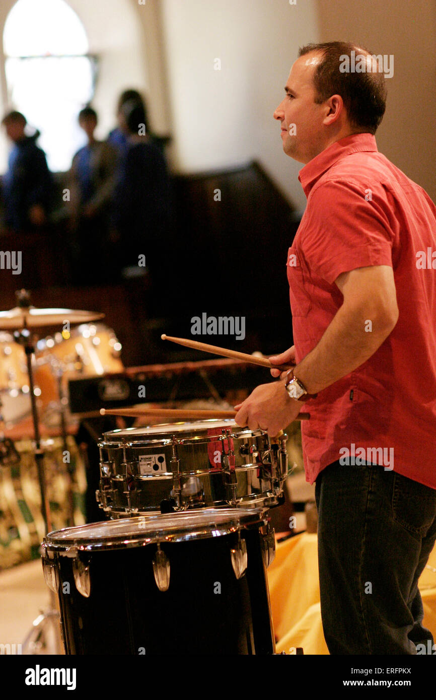 Snare drum Percussion instrument played by a percussionist Stock