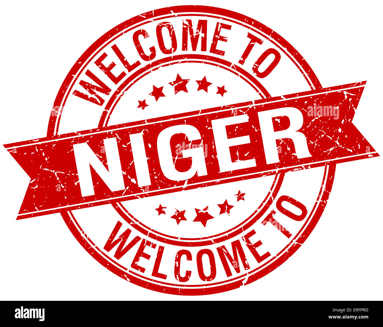 welcome to Niger red round ribbon stamp Stock Photo - Alamy