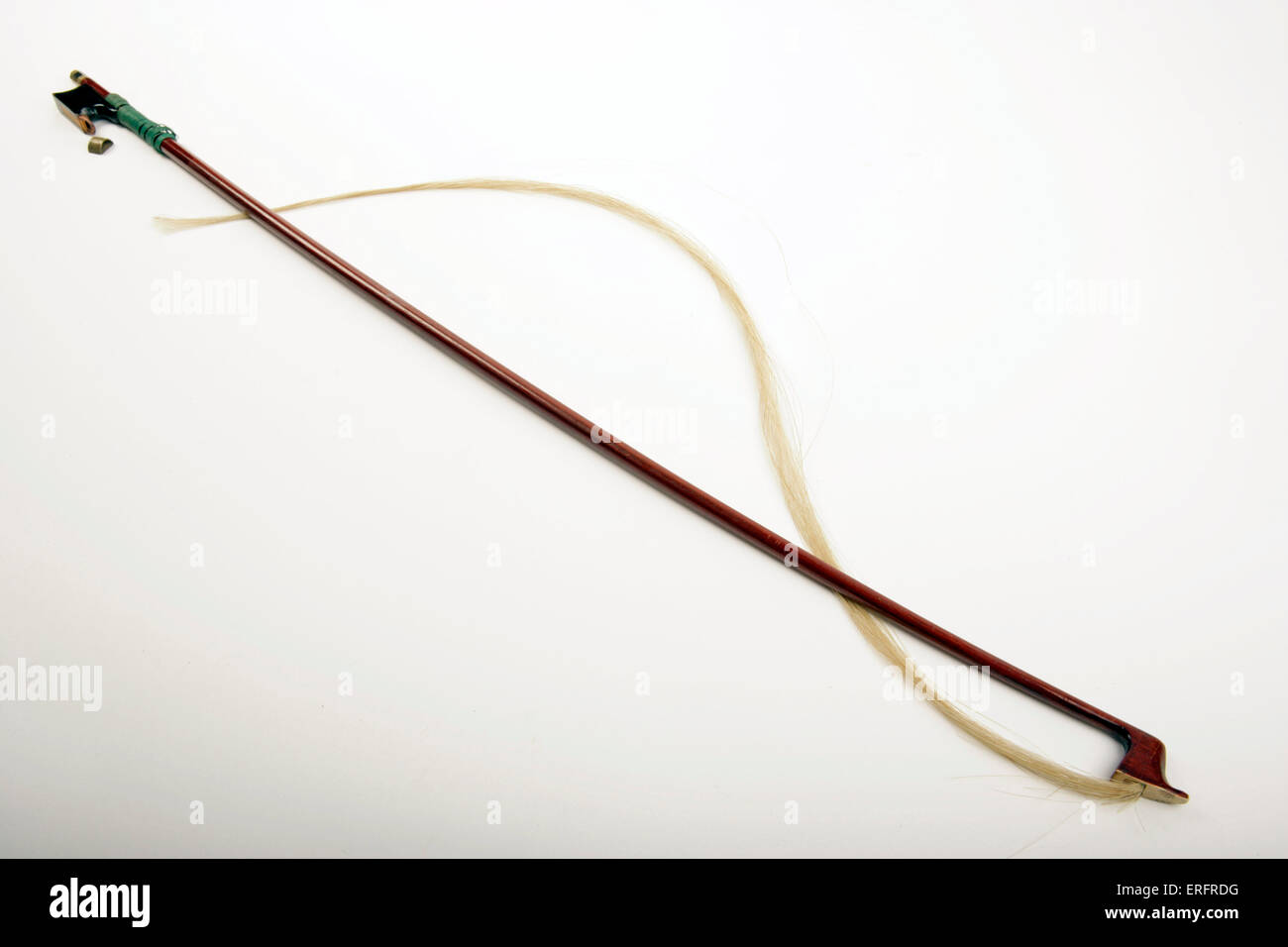 Violin bow - broken with the hair snapped off fom the heel. Insurance. Repair Stock Photo