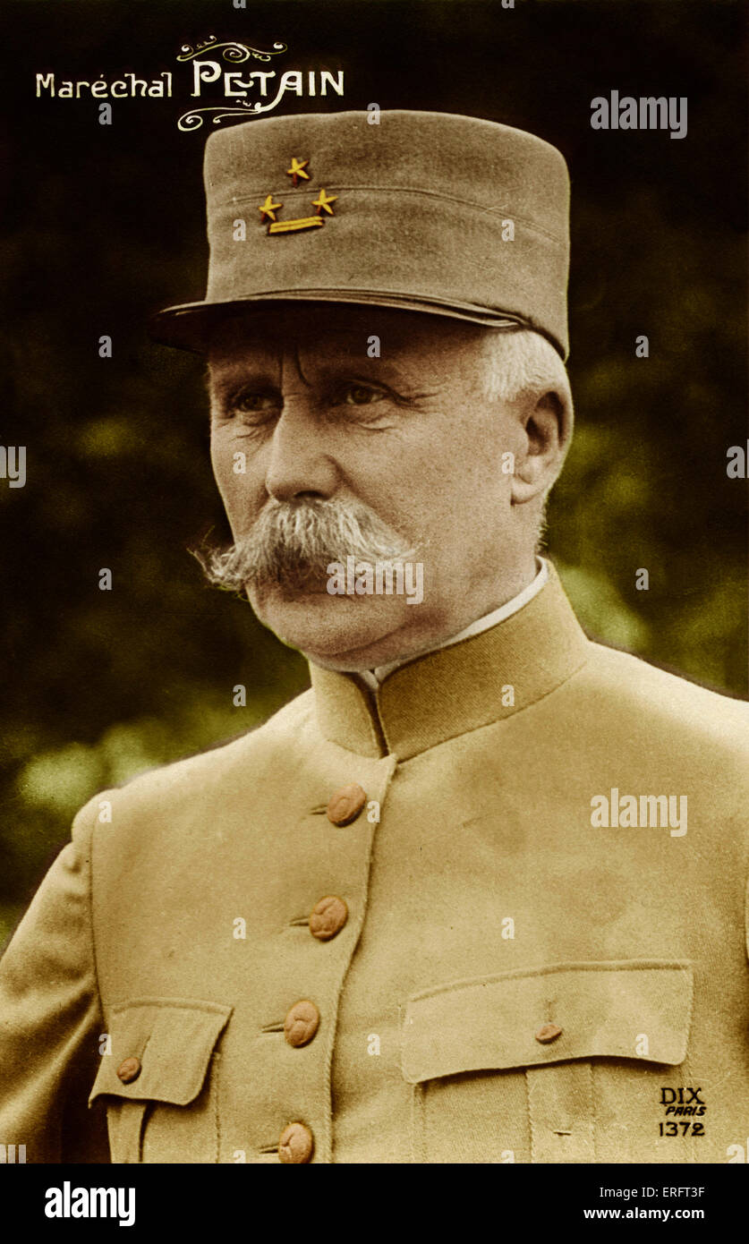Marshal Pétain in uniform - French general and later head of state of Vichy, France (1940 - 1944) Born Henri Philippe Benoni Stock Photo