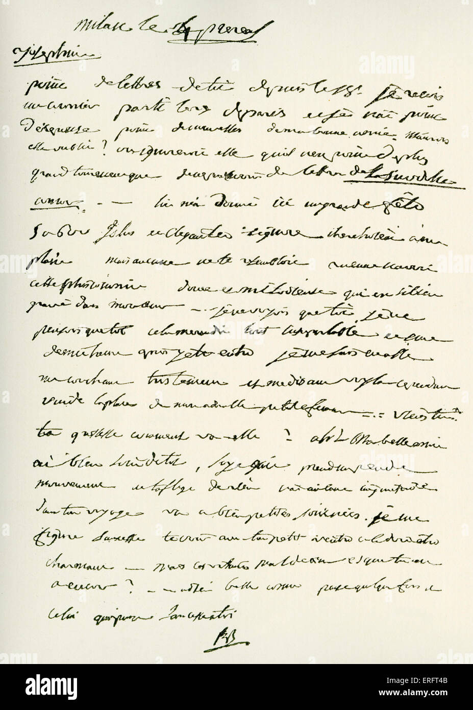 Letter from Napoleon Bonaparte to his first wife Joséphine de Beauharnais, 23 May 1796. NB, French military & political leader: Stock Photo