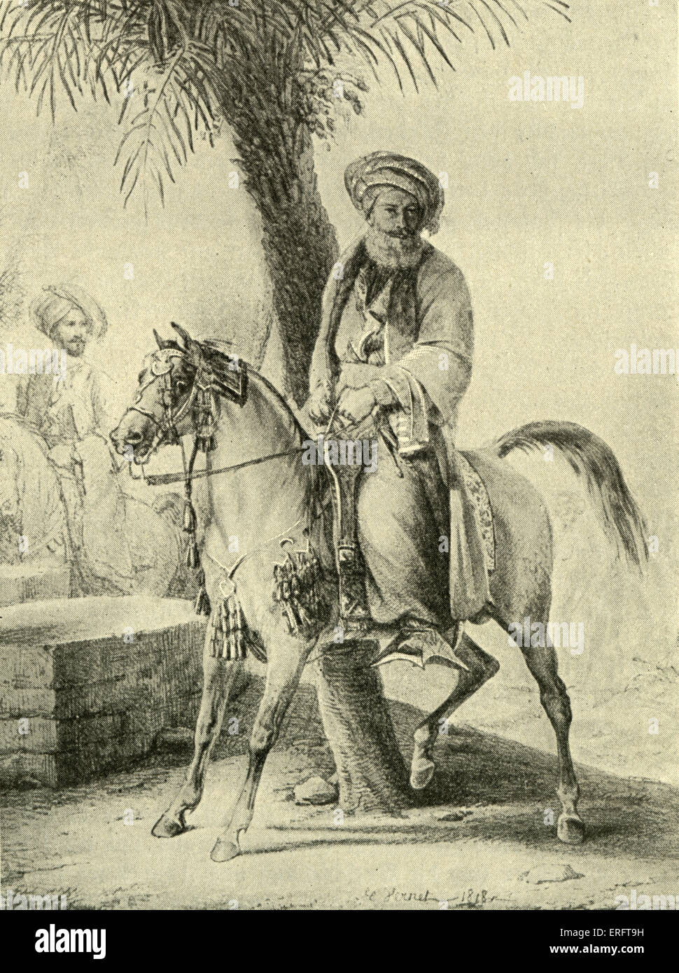 Muhammad Ali of Egypt on horseback - engraving by Delpech after painting by Horace Vernet (French painter: 30 June 1789 - 17 Stock Photo