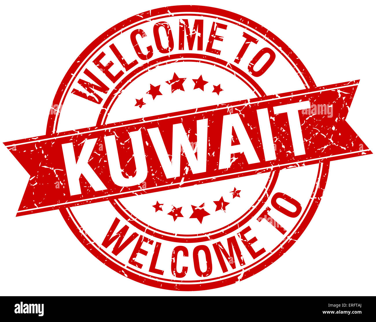 welcome to Kuwait red round ribbon stamp Stock Photo - Alamy
