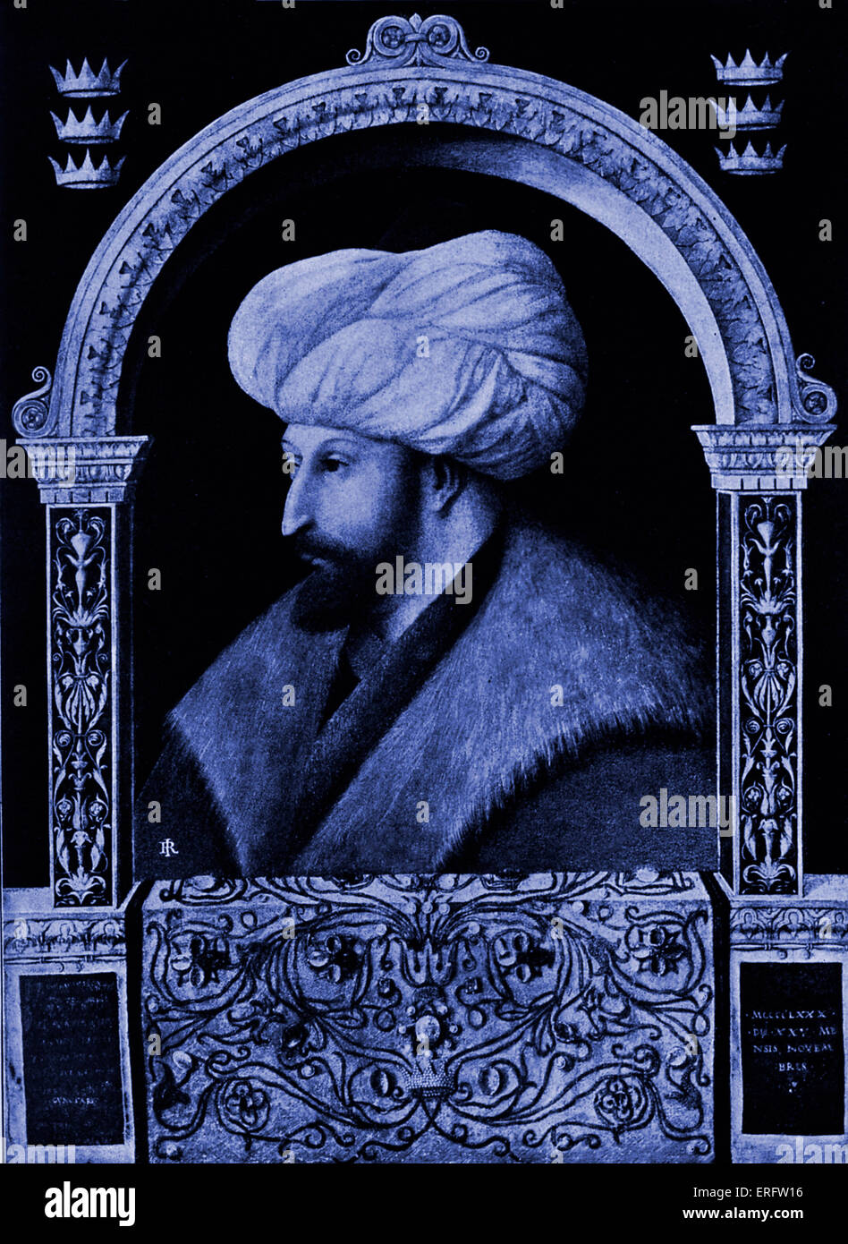 Sultan Muhammad II (also known as Mehmet II or Muhammad the Conqueror) - painting by Gentile Bellini.  Reign: 1432-1481 Stock Photo