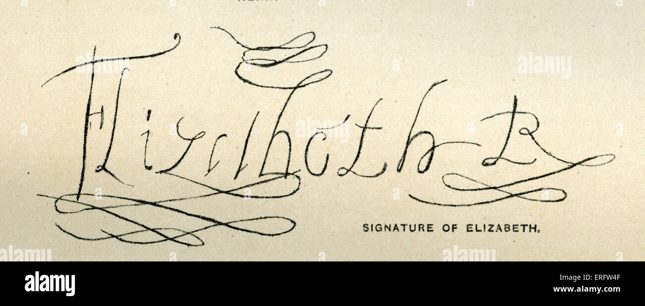 Queen Elizabeth the first's signature Stock Photo
