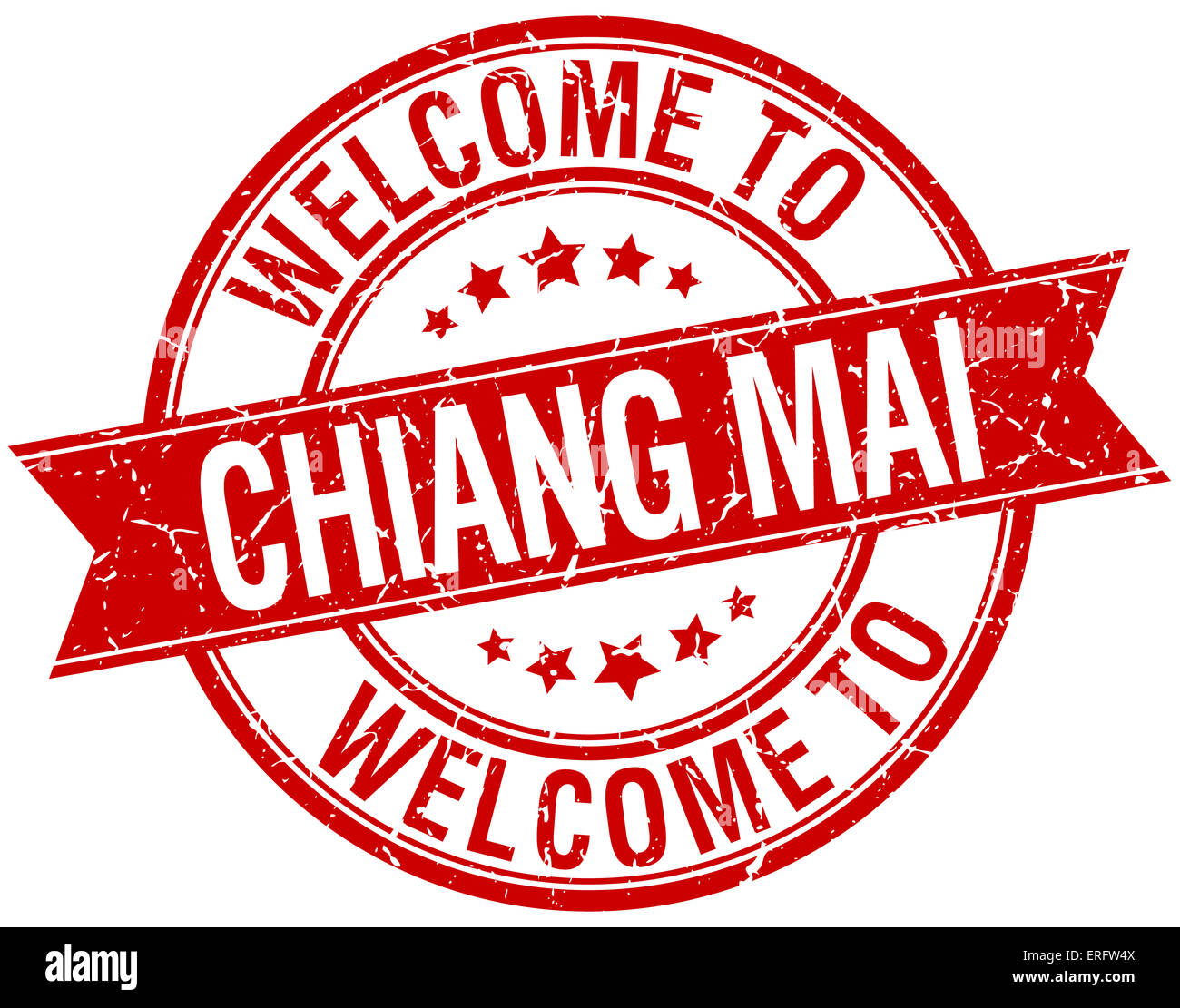 welcome to Chiang mai red round ribbon stamp Stock Photo - Alamy