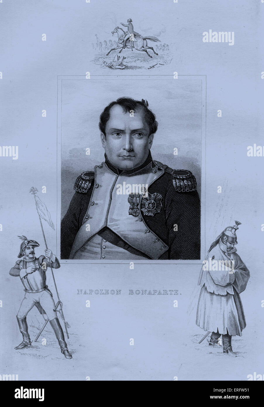 Napoleon Bonaparte (1769 –  1821), rose to prominence as a general of the French Revolution. In 1799, Napoleon staged a coup Stock Photo