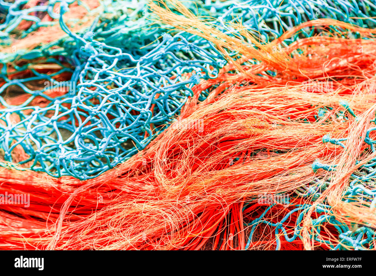 Fishing nets at Cornwall, England, UK Stock Photo