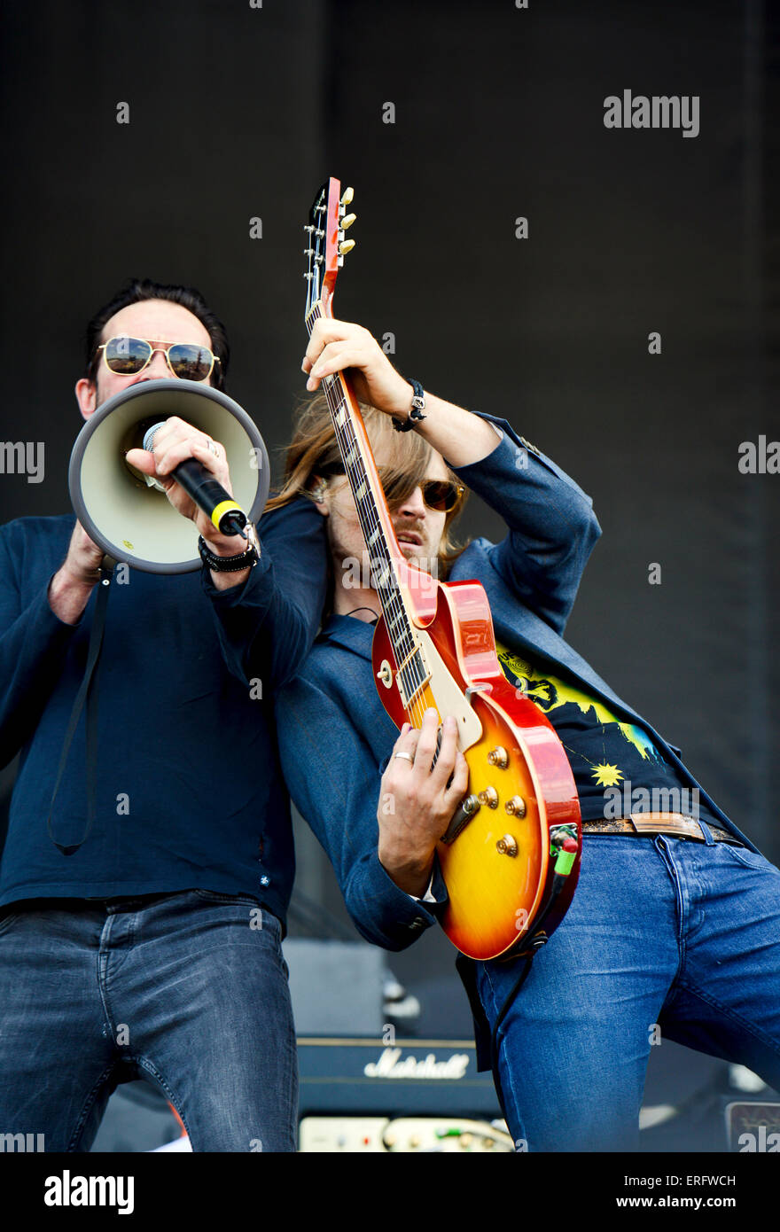 Nick Mayberry and Scott Weiland of the band 'Scott Weiland and the Wildabouts' performing at the Carolina Rebellion Stock Photo