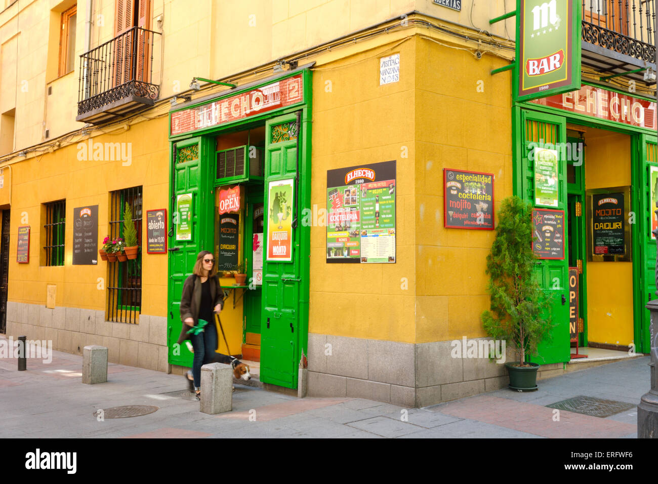 Outside a corner bar in Madrid, Spain Stock Photo Alamy