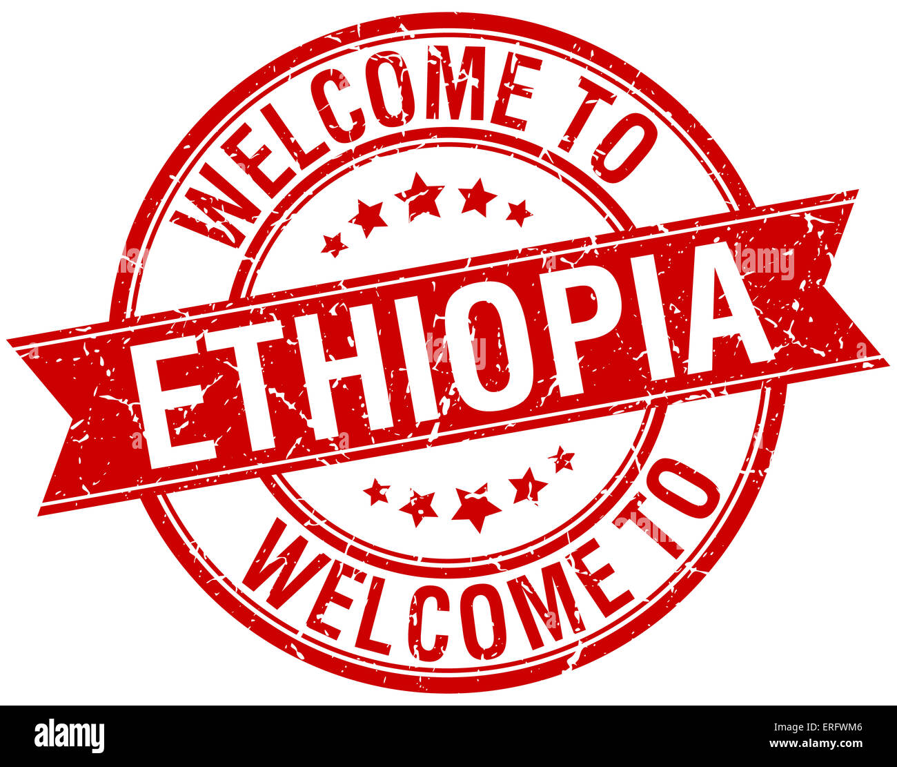 welcome to Ethiopia red round ribbon stamp Stock Photo - Alamy