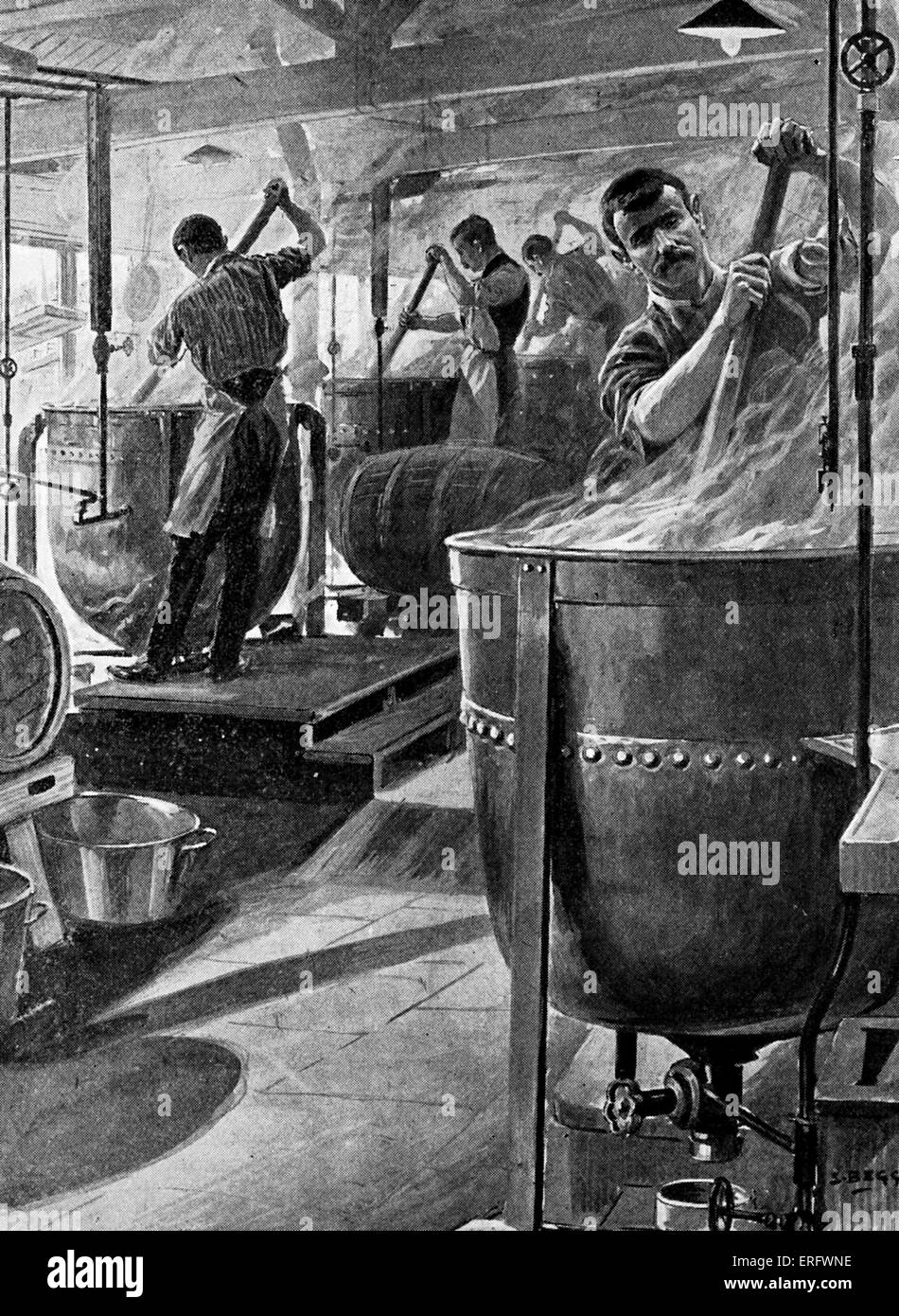 Modern Chemistry and its Wonders, 1915. Illustration caption: Boiling sugar for making sweets at the works of Messrs, Fry & Stock Photo