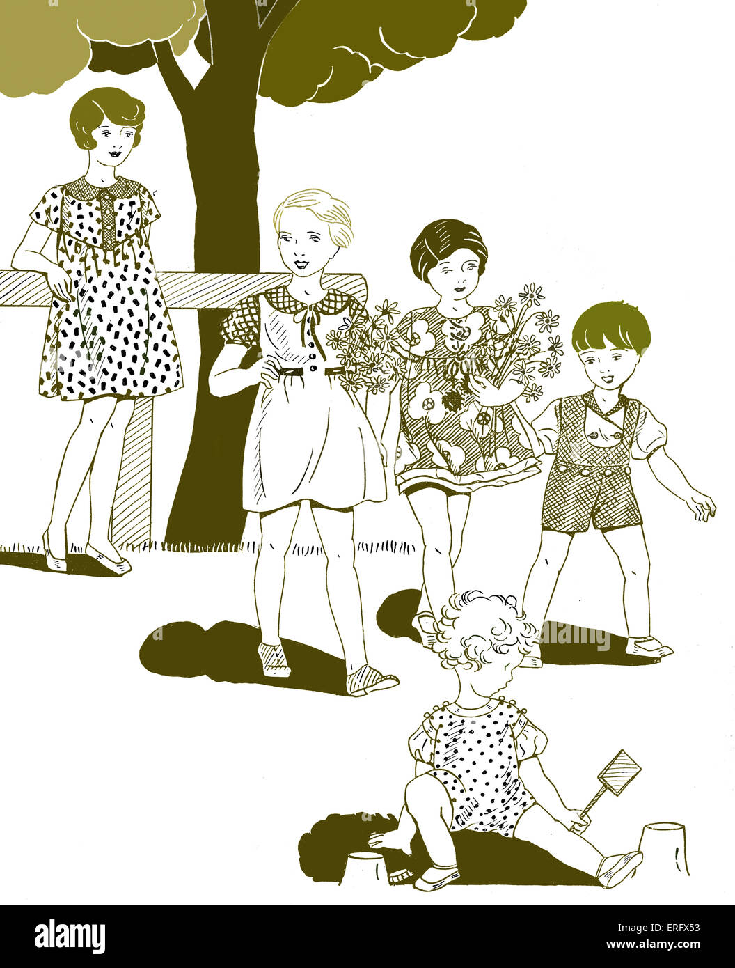La Femme Chez Elle  -children's clothes for the country in the summer from 1933 Stock Photo