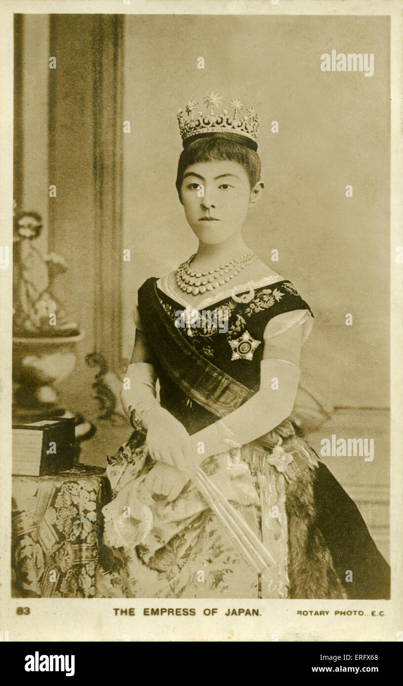 Empress of Japan - Empress Shōken . Consort of Emperor Meiji May 9, 1849 - April 9, 1914) was empress consort of Emperor Meiji of Japan Stock Photo