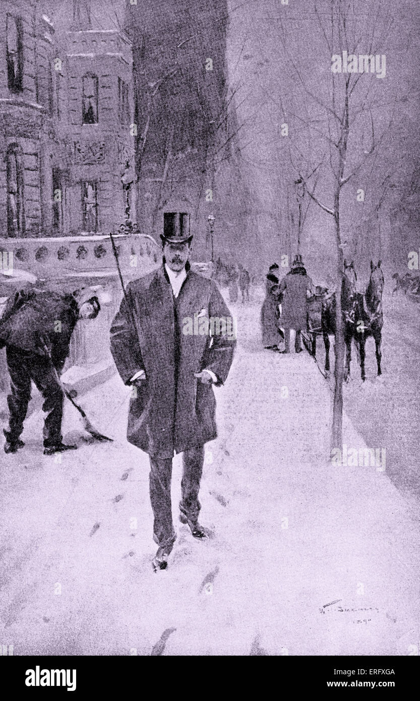 Gentleman in late-nineteenth century dress. American illustration. Caption reads: 'How Fifth Avenue looked in the 90's (1890s) Stock Photo