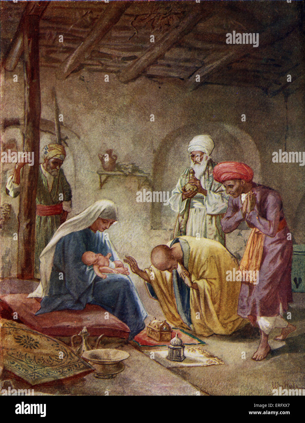 The Wise Men visit the baby Jesus 'And they came into the house and