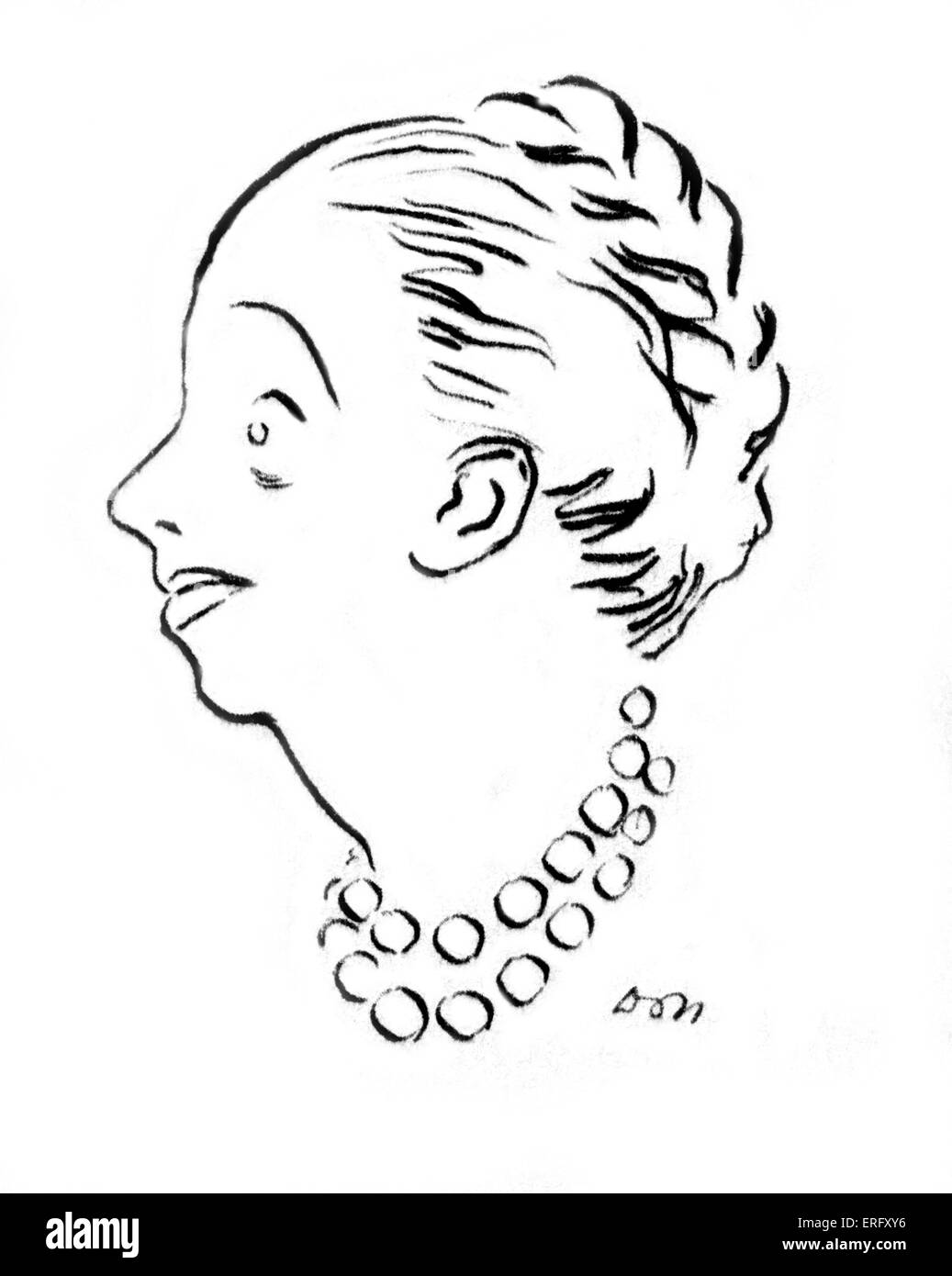 Line drawing of the French fashion designer, Jeanne Lanvin, renowned in the 1920s and 30s. B January 1, 1867– July 6, 1946. From the woman's magazine, Marie Claire, No.82, September 23, 1938. Stock Photo