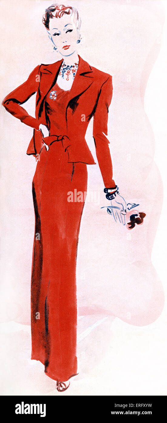 French fashion, evening dress from Coco Chanel 's 1938 autumn collection:  'Bel ensemble de jersey en laine'.Feature entitled Stock Photo - Alamy