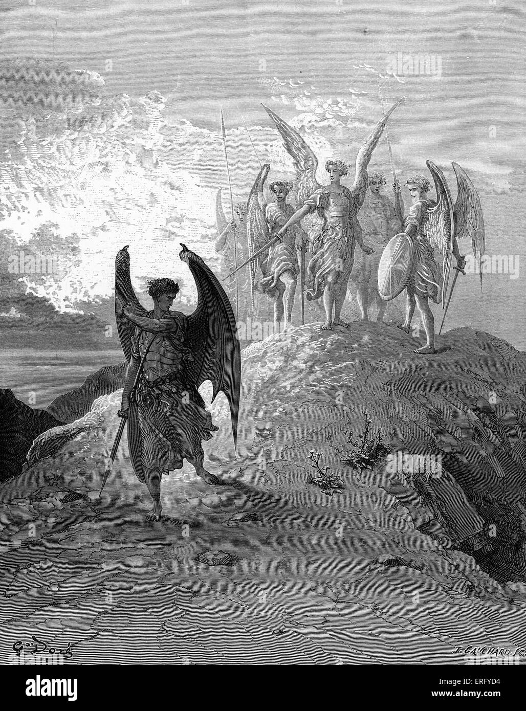 thumbnail image 2 of Paradise Lost By Milton – Satan's Fall Occult Art Poster (Reproduction, US-Made) 2 of 5