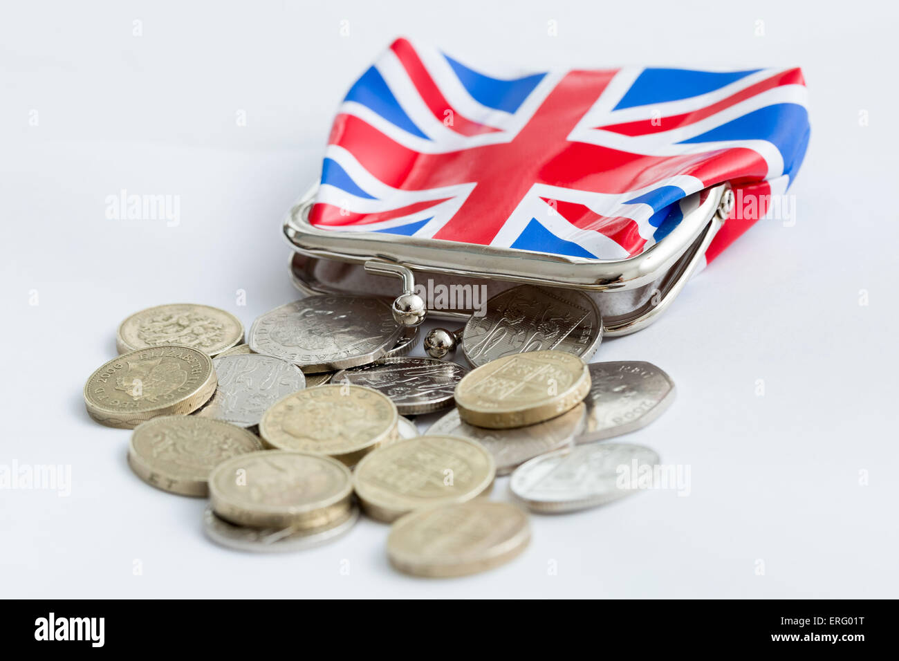 Union Flag money purse with British cash sterling currency Stock Photo