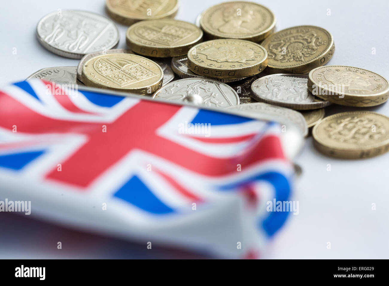 Union Flag money purse with British cash sterling currency Stock Photo