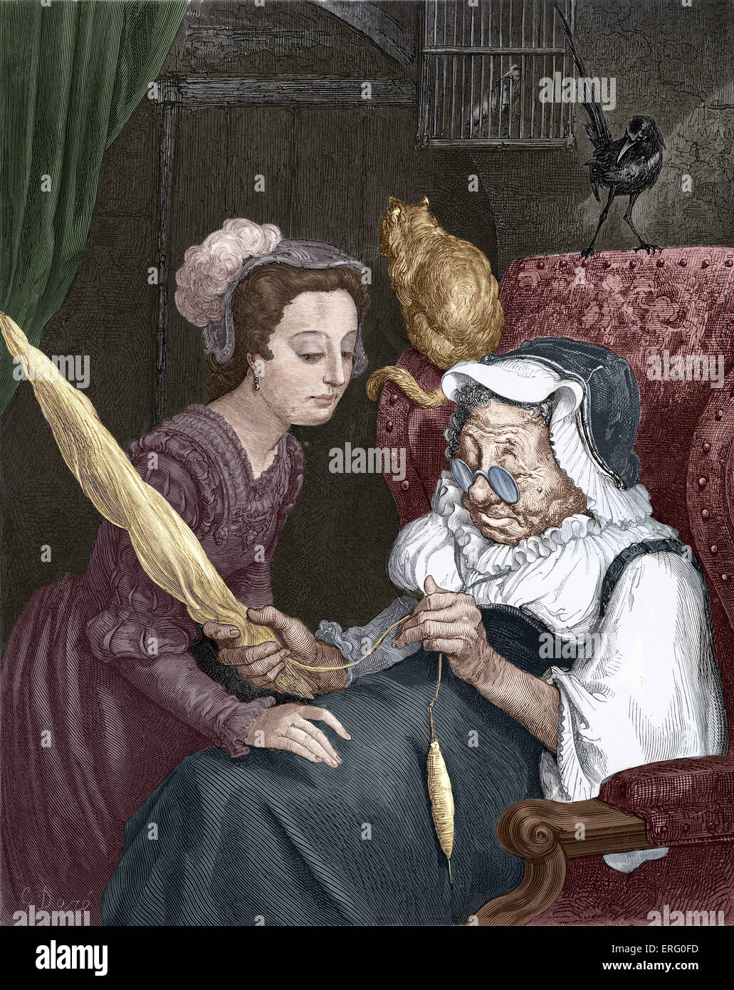 Sleeping beauty with spindle and old woman hi-res stock photography and  images - Alamy