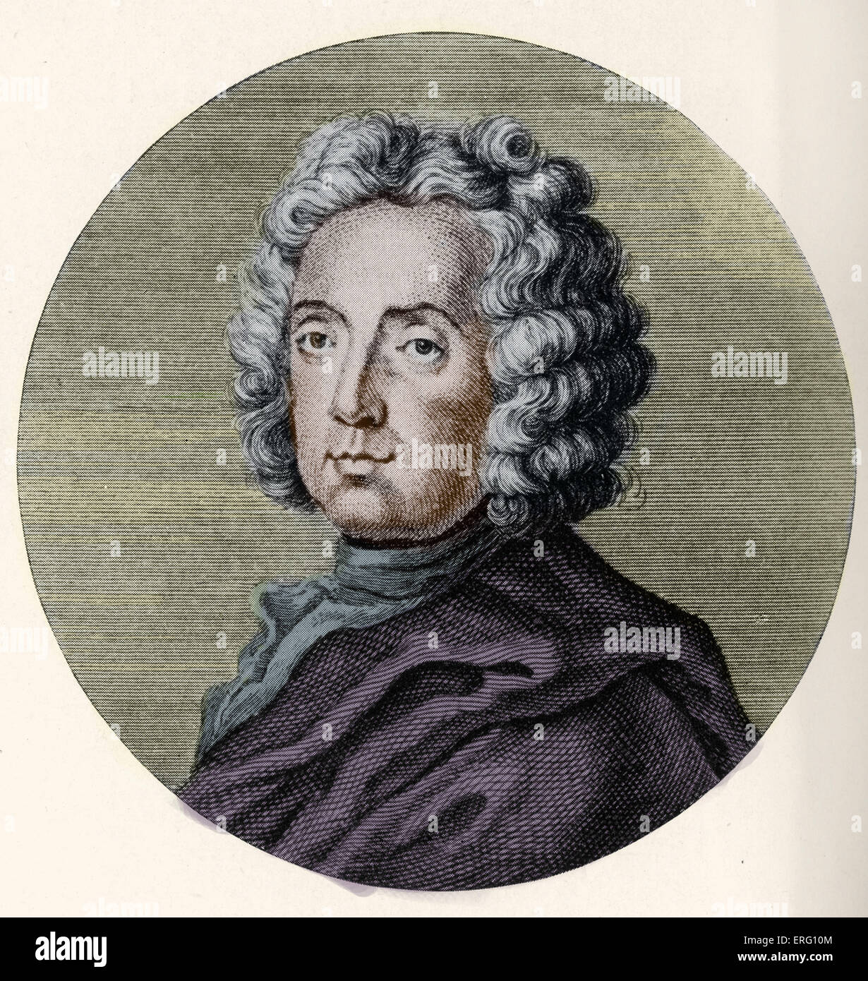 Giovanni (Battista ) Buononcini / Bononcini.  Worked in London at the same time as Handel.  Italian Baroque composer and Stock Photo
