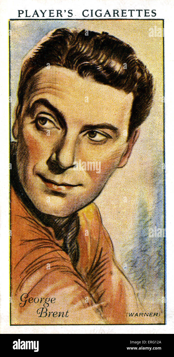 George Brent, Irish film and television actor. 15  March 1899 - 26 May 1979. Born George Brendan Nolan. (Player's cigarette Stock Photo