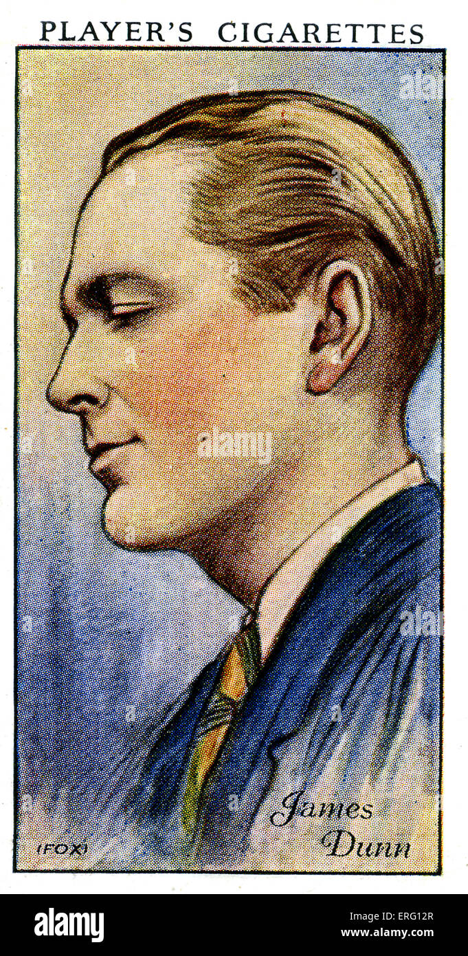 James Dunn, American film actor. 2 November 1901 - 3 September 1967. (Player's cigarette card) Stock Photo
